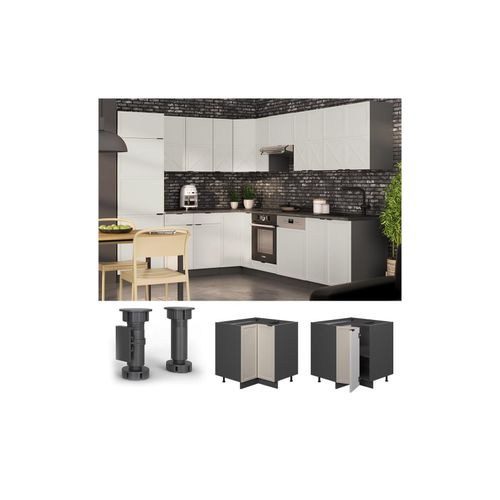 4066731451920 - Eckunterschrank Fame-Line Anthrazit Grau-Beige gerahmt 87 cm ohne Arbeitsplatte 4066731451920 - Eckunterschrank Fame-Line Anthrazit Grau-Beige gerahmt 87 cm ohne Arbeitsplatte