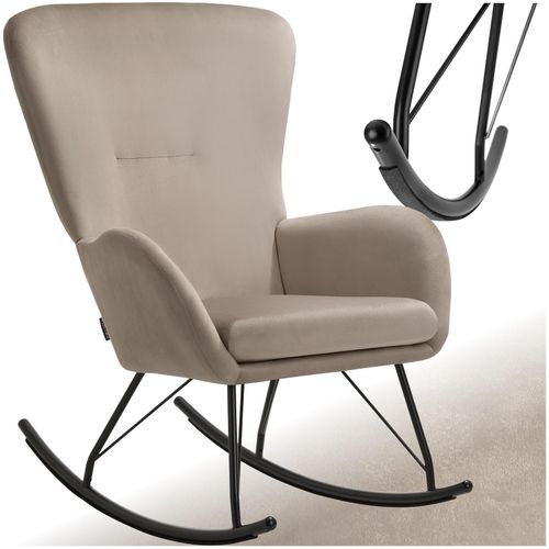 4061173271273 - tectake® Schaukelstuhl  dicke Polsterung mit Samt-Bezug robustes Stahlgestell 70 x 93 x 100 cm Belastbarkeit 120 kg