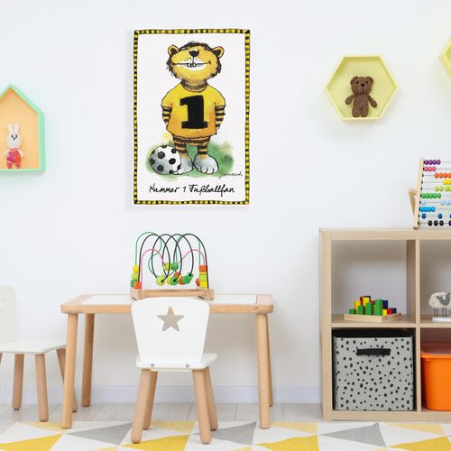 4262513380925 - Leinwandbild LUCKYLINDE Der kleine Tiger - Fußballfan bunt (farbe bild(er) bunt) B60cm H90cm T2cm Canvas Holzrahmen Bilder Exklusive JANOSCH Kindermotive