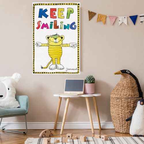 4262513380536 - Leinwandbild LUCKYLINDE Der kleine Tiger - Keep Smiling bunt (farbe bild(er) bunt) B60cm H90cm T2cm Canvas Holzrahmen Bilder Exklusive JANOSCH Kindermotive