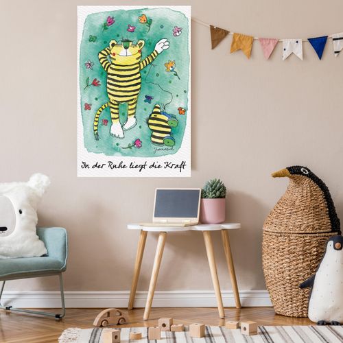 4262513380802 - Leinwandbild LUCKYLINDE Der kleine Tiger - In der Ruhe bunt (farbe bild(er) bunt) B60cm H90cm T2cm Canvas Holzrahmen Bilder Exklusive JANOSCH Kindermotive