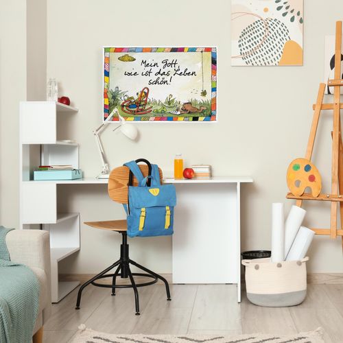 4262513380246 - Leinwandbild LUCKYLINDE Wie ist das Leben schön - Janosch bunt B45cm H30cm T2cm Canvas Holzrahmen Bilder Exklusive JANOSCH Kindermotive