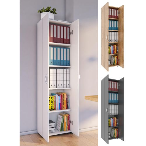 4051814420474 - Aktenschrank Ulas 5 Ordnerhöhen 4 Fachböden für ca 35 Ordner Flügeltüren B 490 x T 340 x H 1780 mm Holz weiß 4051814420474 - Aktenschrank Ulas 5 Ordnerhöhen 4 Fachböden für ca 35 Ordner Flügeltüren B 490 x T 340 x H 1780 mm Holz weiß