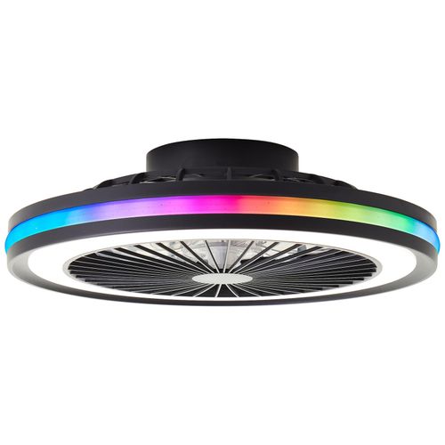 4004353425189 - LED-Deckenlampe mit Ventilator – 46 5 cm Schwarz Metall & Kunststoff Dimmbar RGB & CCT-Farbsteuerung mit Fernbedienung