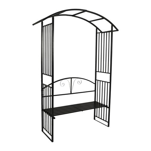 4050747654000 - Rosenbogen AVIGNON 220x155cm mit Sitzbank Metall schwarz 4050747654000 - Rosenbogen AVIGNON 220x155cm mit Sitzbank Metall schwarz