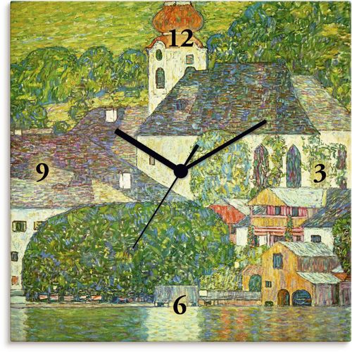 4059745750103 - Wanduhr ARTLAND Kirche in Unterach am Attersee (D198) Wanduhren Gr B H T 30 cm x 30 cm x 17 cm Funkuhr grün Wanduhren wahlweise mit Quarz- oder Funhuhrwerk lautlos ohne Tickgeräusche