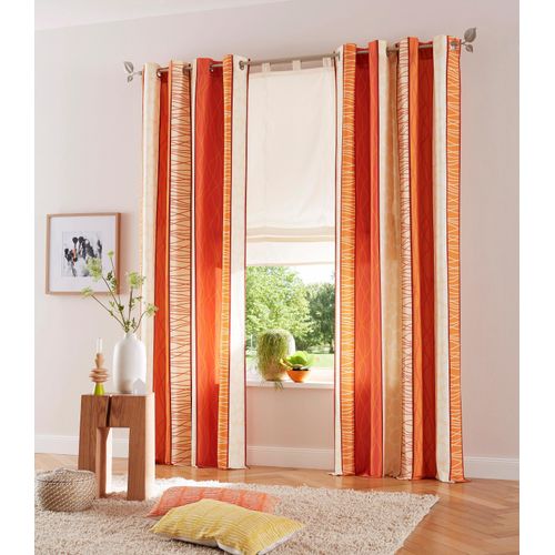 6920192990313 - Vorhang MY HOME Gosen Gardinen Gr 145 cm Ösen 140 cm orange (terra) Fertiggardine Flauschvorhang Gardine Gardinen-Set Ösenschal Übergardine Vorhang Ösen Gardine Fertiggardine blickdicht