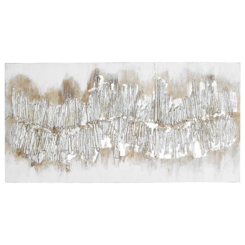 9009852235784 - Monee Ölgemälde  Silber  Holz Textil  Tanne  massiv  Abstraktes Strukturen  rechteckig  120x60 cm  handgemalt 3D-Effekt  Bilder und
