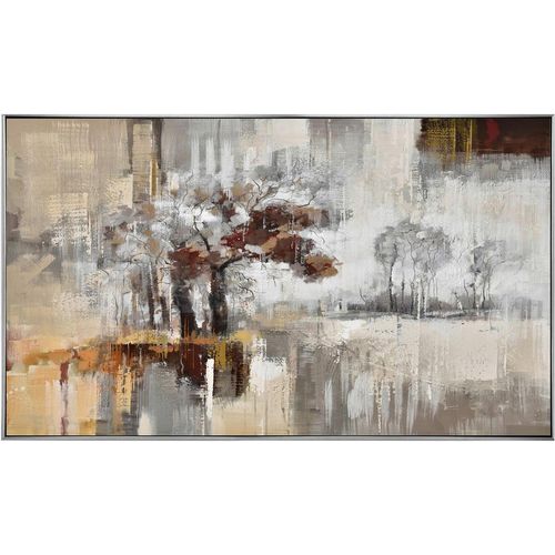 9009852953251 - Monee Ölgemälde  Braun Grau Weiß  Holz Textil  Kiefer  vollmassiv  Abstraktes Bäume  rechteckig  120x70 cm  handgemalt  Bilder und