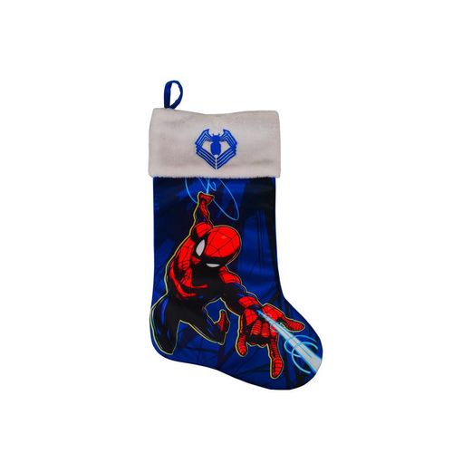 0086131833205 - Weihnachtsstrumpf Spiderman  Mehrfarbig Rot Dunkelblau  Textil  43 cm  Dekoration Saisonartikel Weihnachtsdekoration