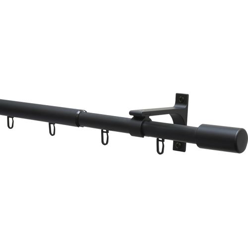 4003018383123 - Gardinenstange Gardinenstangen Set Thasos Gardinenstangen Gr L 190cm - 360cm Ø 19mm 1 läufig schwarz (schwarz matt) Kinder mit Bohren Schrauben Wandmontage Aluminium