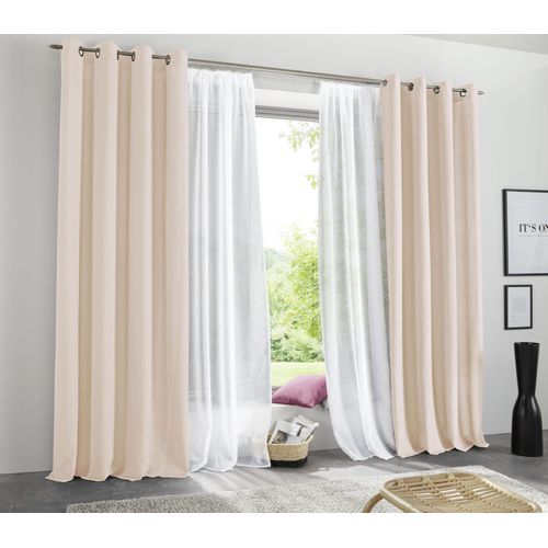 6941446627656 - Vorhang MY HOME Raja Gr 1 beige (sand) B140cm H145cm Polyester Recyceltes Material Gardinen 2er-Set Bestseller einfarbig modern pflegeleichte Mikrofaser 6941446627656 - Vorhang MY HOME Raja Gr 1 beige (sand) B140cm H145cm Polyester Recyceltes Material Gardinen 2er-Set Bestseller einfarbig modern pflegeleichte Mikrofaser