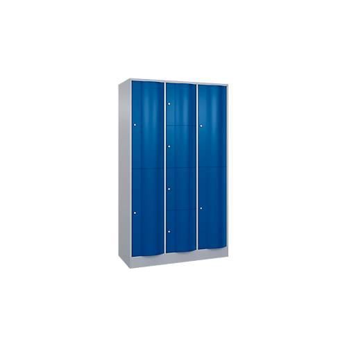 4059369074067 - C+P Kombi-Schließfachschrank Resisto H1950xB1148xT540 Korpus Weißaluminium Türen Enzianblau 3 Abteile 8 Fächer 4059369074067 - C+P Kombi-Schließfachschrank Resisto H1950xB1148xT540 Korpus Weißaluminium Türen Enzianblau 3 Abteile 8 Fächer