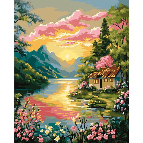 4778004520508 - Malen nach Zahlen auf Leinwand Abendrot am Waldsee 40 x 50 cm 4778004520508 - Malen nach Zahlen auf Leinwand Abendrot am Waldsee 40 x 50 cm