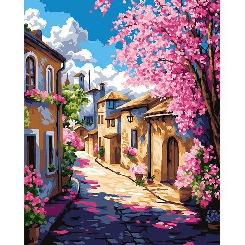 4778004520522 - Malen nach Zahlen auf Leinwand Blühende Stadt 40 x 50 cm