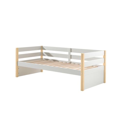 5420070237369 - Kojen Bett Margrit mit Umrandung u Rolllattenrost Liegefläche 90 x 200 Ausf Weiß lackiert Bettpfosten Kiefer natur lackiert 5420070237369 - Kojen Bett Margrit mit Umrandung u Rolllattenrost Liegefläche 90 x 200 Ausf Weiß lackiert Bettpfosten Kiefer natur lackiert