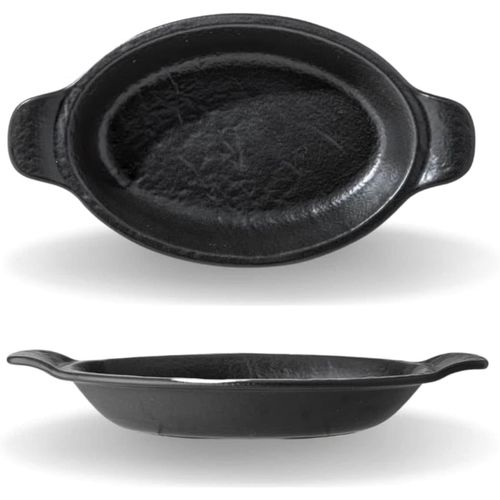 5905454260930 - Wilmax Flache Auflaufform 500 ml Schwarze Ovale Backform aus Porzellan