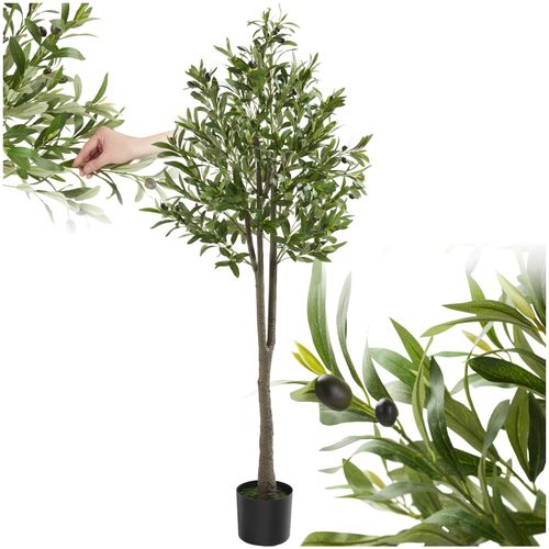 4061173268563 - tectake® Künstlicher Olivenbaum verschiedene Größen mit viel Volumen stabiler Kunststoff-Blumentopf