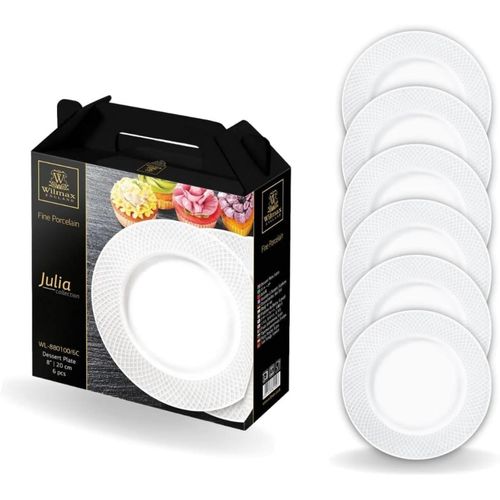 5905454260961 - Teller - 6 Stück Ø 20cm Weißer Essteller aus Porzellan Speiseteller