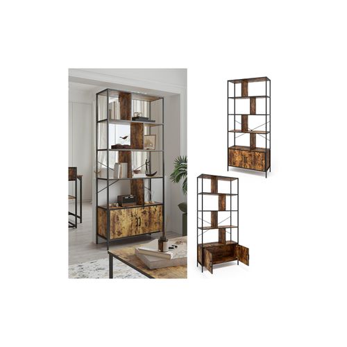 4066731449873 - Bücherregal Fyrk Eiche rustikal 80 x 180 cm mit 4 Regalebenen