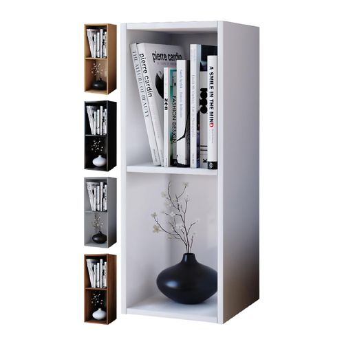 4051814400902 - Standregal Holz CD DVD Regal Aufbewahrung Maße H 72 x B 34 x T 30 cm Deko Regal Bücherregal - Mendas 2 Fächer Gr 34 weiß B34cm H72cm T30cm Holzwerkstoff Holz Spanplatte Regale