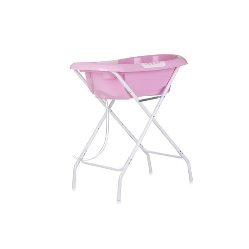 3800931059996 - Babybadewanne Ständer Noemi klappbar Ablauf Ablagefächer ab Geburt rosa
