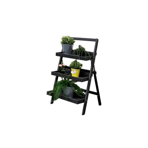 4049849122098 - Kräuterleiter Pflanzenregal HDPE 3-Stufen anthrazit