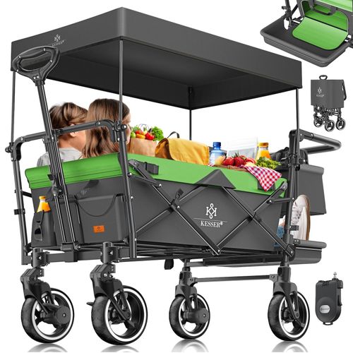 4260729119643 - KESSER® Bollerwagen Faltbar GTS-9100 mit Dach Handwagen Transportwagen klappbar inkl 2x 3-Punkt Gurtsystem 360° Vollgummi-Reifen & Innenraumverlängerung Vorder- und Hinter-Bremse + Tragetasche 4260729119643 - KESSER® Bollerwagen Faltbar GTS-9100 mit Dach Handwagen Transportwagen klappbar inkl 2x 3-Punkt Gurtsystem 360° Vollgummi-Reifen & Innenraumverlängerung Vorder- und Hinter-Bremse + Tragetasche