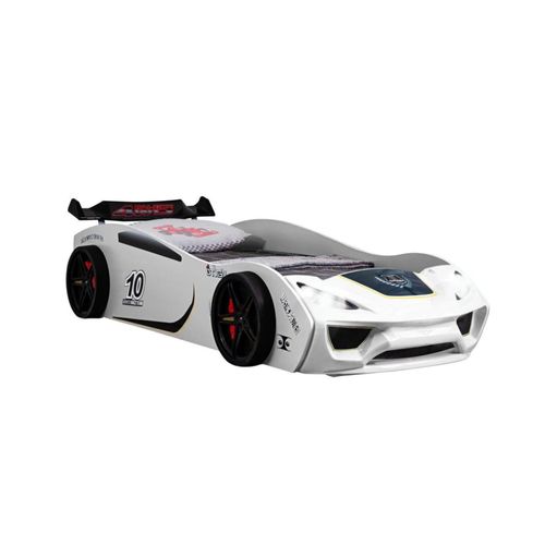 4260360014987 - Autobett TURBO V2 Kinderbett im Rennwagen-Design mit Lattenrost Farbe Weiß - Weiß 4260360014987 - Autobett TURBO V2 Kinderbett im Rennwagen-Design mit Lattenrost Farbe Weiß - Weiß