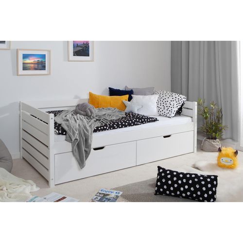4251105963899 - TiCAA Sofabett Naomi inkl 2x Schubkästen 100x200 Weiß 4251105963899 - TiCAA Sofabett Naomi inkl 2x Schubkästen 100x200 Weiß