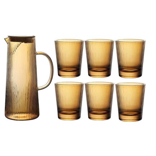 4255829536131 - Karaffe 1300ml mit 6 Gläser 260 ml - stilvoll & zeitlos
