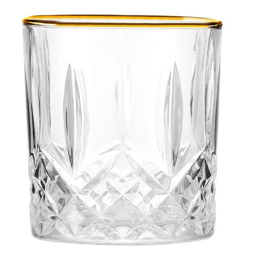 4255829536049 - 6 tlg Gläser-Set 340ml Vintage-Retro Design mit Goldumrandung