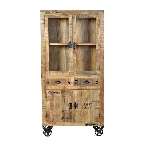 4059865160318 - Vitrine Rustic Mangoholz Wohnzimmerschrank Schrank Vitrinenschrank Anrichte