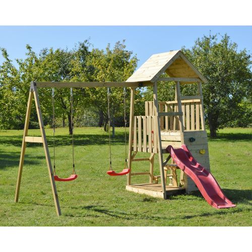 4751017090893 - Wenditoys - Wendi Toys Holz Spielhaus Stelzenhaus Klettergerüst Flamingo inkl Picknicktisch Schaukel und Rutsche rot 4751017090893 - Wenditoys - Wendi Toys Holz Spielhaus Stelzenhaus Klettergerüst Flamingo inkl Picknicktisch Schaukel und Rutsche rot