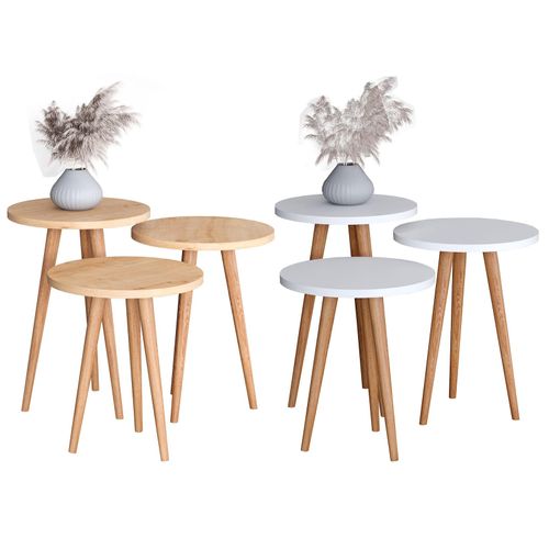 4051814426643 - 3-tlg Set Beistelltisch Tisch im schlichten Design Maße ca H 42 47 52 x B 34 x T 34 cm Wohnzimmertisch - Barilo