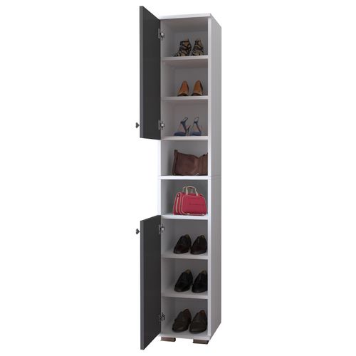 4051814420832 - Holz Schuhschrank schmal Hochschrank Maße H 178 x B 30 x T 33 cm 2 Drehtüren 8 Fächer - Gados M 4051814420832 - Holz Schuhschrank schmal Hochschrank Maße H 178 x B 30 x T 33 cm 2 Drehtüren 8 Fächer - Gados M