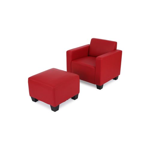 4052826123582 - Modular Sessel Loungesessel mit Ottomane Moncalieri Kunstleder ~ rot