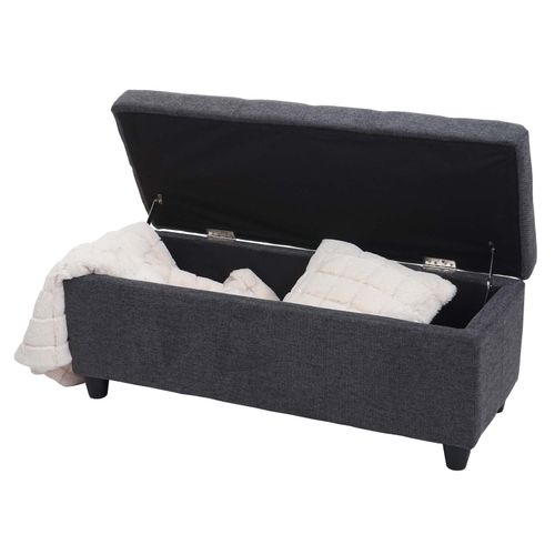 4057651402109 - Aufbewahrungs-Truhe Kriens Sitzbank Bank Stoff Textil 45x114x45cm MVG-zertifiziert ~ dunkelgrau 4057651402109 - Aufbewahrungs-Truhe Kriens Sitzbank Bank Stoff Textil 45x114x45cm MVG-zertifiziert ~ dunkelgrau