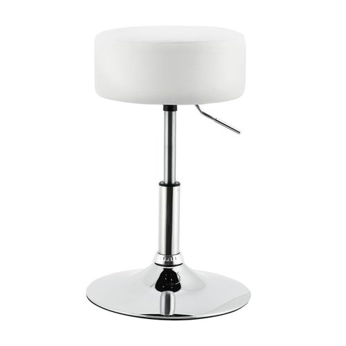4260565524953 - Schminktisch Hocker Tonia – Sitzhocker rund ø 33 cm & höhenverstellbar 52 – 65 cm – ergonomischer Polsterhocker mit Kunstleder-Bezug in Weiß - Juskys 4260565524953 - Schminktisch Hocker Tonia – Sitzhocker rund ø 33 cm & höhenverstellbar 52 – 65 cm – ergonomischer Polsterhocker mit Kunstleder-Bezug in Weiß - Juskys