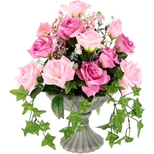 4019844783860 - Kunstblume IGEA Rosen Kunstpflanzen Gr B H L 30 cm x 35 cm x 20 cm rosa Weitere Weihnachtsdeko Im Pokal aus Keramik Grabschmuck Künstliche Blumen Rose