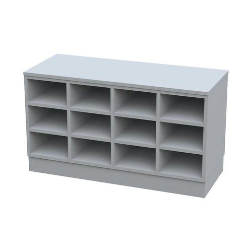 4021177235015 - Sitover-Garderobenbank einseitig melaminbeschichtet 12 Fächer Länge 1090 mm grau 4021177235015 - Sitover-Garderobenbank einseitig melaminbeschichtet 12 Fächer Länge 1090 mm grau