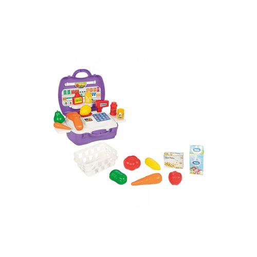 8693461043109 - Pilsan Spielzeug Supermarkt Koffer 03563 Kasse Spiellebensmittel Einkaufskorb lila