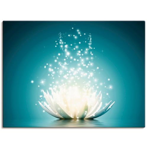 4055327241816 - Wandbild ARTLAND Magie der Lotus-Blume Bilder Gr B H 80 cm x 60 cm Leinwandbild Blumen Querformat 1 St blau Bild Poster Bilder als Alubild Leinwandbild Wandaufkleber oder in versch Größen