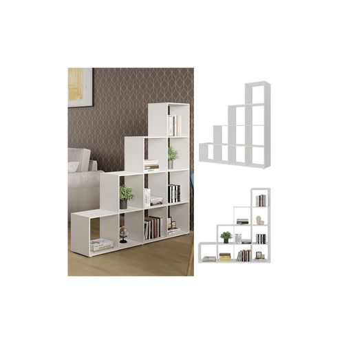 4066731273553 - Livinity Treppenregal Aramis Weiß 138 x 143 cm Standregal mit 10 Fächer 4066731273553 - Livinity Treppenregal Aramis Weiß 138 x 143 cm Standregal mit 10 Fächer