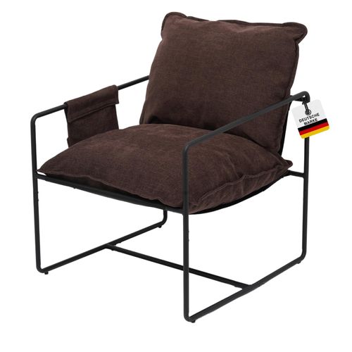 4250263743503 - Albatros Designer Vintage Sessel Breston hochwertiger Stoff Bezug in Braun sehr bequem Relaxsessel Loungesessel für Wohnzimmer Schlafzimmer oder als Fernsehsessel