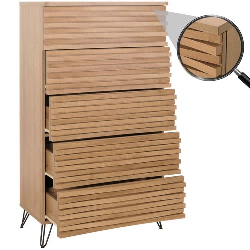 4057651651354 - Kommode MCW-M49 Highboard Schrank 3D-Design 5 Schubladen Massiv-Holz Mango Metall 145x80x44cm ~ natur 4057651651354 - Kommode MCW-M49 Highboard Schrank 3D-Design 5 Schubladen Massiv-Holz Mango Metall 145x80x44cm ~ natur