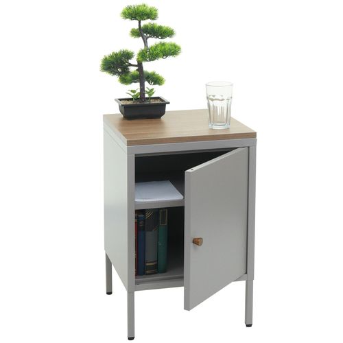 4057651609386 - Nachttisch MCW-L84 Nachtschrank Kommode Beistelltisch Schrank Metall 63x40x40cm Melaminbeschichtet ~ grau 4057651609386 - Nachttisch MCW-L84 Nachtschrank Kommode Beistelltisch Schrank Metall 63x40x40cm Melaminbeschichtet ~ grau