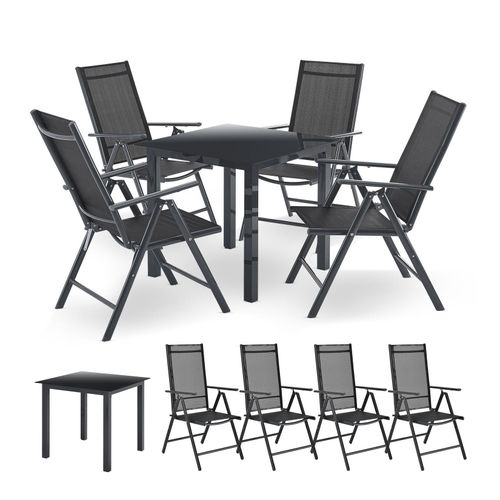 4260565527008 - Vorbestellung Aluminium Gartengarnitur Milano Gartenmöbel Set mit Tisch und 4 Stühlen Dunkel-Grau 4260565527008 - Vorbestellung Aluminium Gartengarnitur Milano Gartenmöbel Set mit Tisch und 4 Stühlen Dunkel-Grau