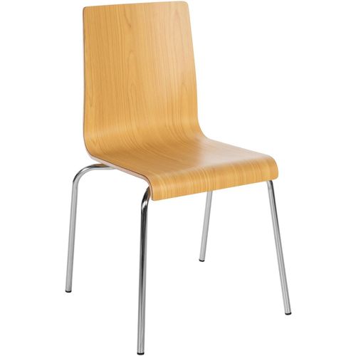 4255716339890 - Stuhl Gahanna I Stapelstuhl mit Rückenlehne I Bistrostuhl mit HPL-Sitzschale I Holzstuhl mit Bodenschonern