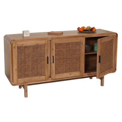 4057651778549 - Sideboard MCW-M47 Schrank Kommode Highboard Anrichte Staufächer Rattan Akazie Massiv-Holz gebeizt 82x160x45cm 38kg 4057651778549 - Sideboard MCW-M47 Schrank Kommode Highboard Anrichte Staufächer Rattan Akazie Massiv-Holz gebeizt 82x160x45cm 38kg